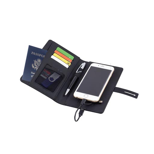 Daily use/travel wallet with built-in wireless powerbank
